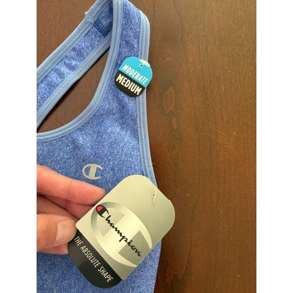 Champion NWT Stretch Jersey Racerback Sports Bra in Light Blue Size Medium - Picture 3 of 8